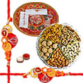 Rakhi Thali with Rakhis and Dry Fruits