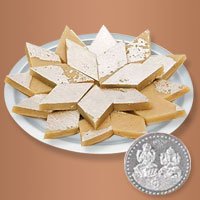 Haldirams Badam Katli N Gold Plated Thali , Free Coin