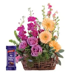 Mixed Flowers with Chocolates to India