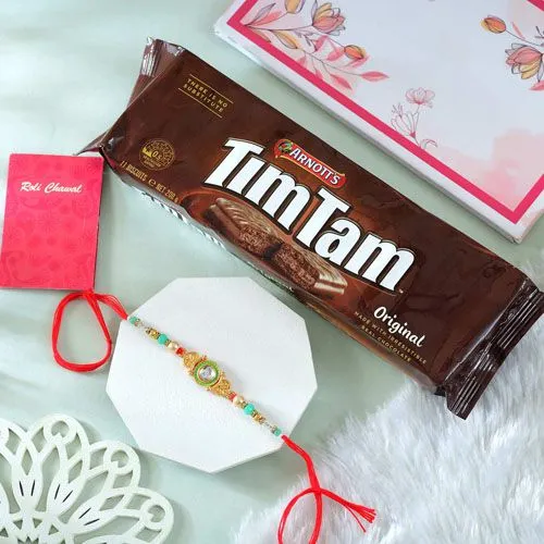 Brothers Delight Rakhi with Tim Tam Biscuits