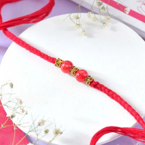 Traditional Red Beaded Rakhi