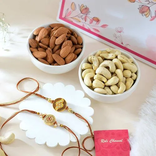 Double Delight Rakhi & Dry Fruits Gift Set