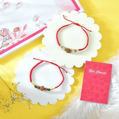 Elegant Rudraksha Rakhi Duo