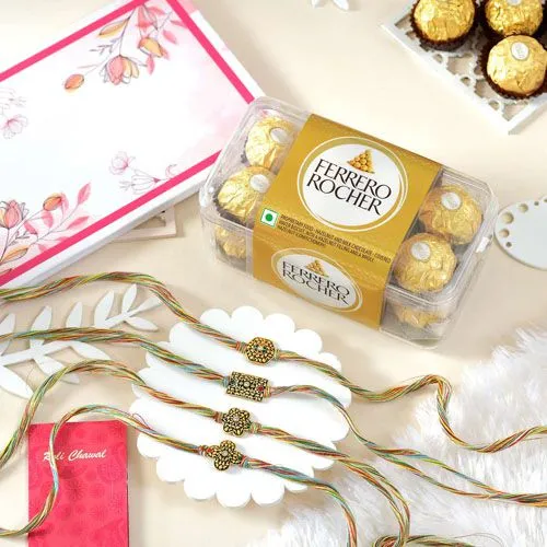 Elegant Rakhi Set with Ferrero Rocher