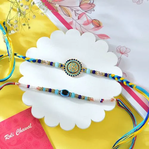 Evil Eye & Floral Rakhi Duo