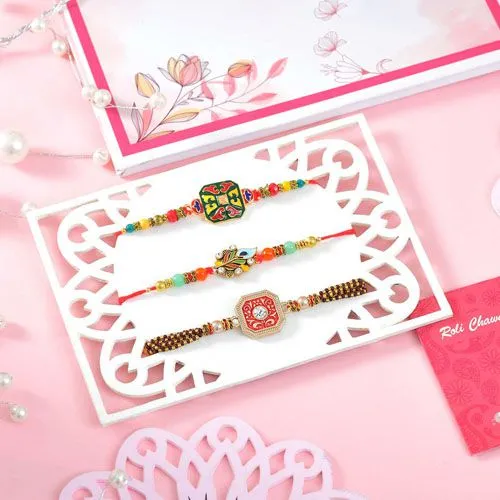 Sibling Serenity: Ethnic Rakhi Trio