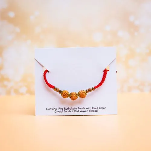 Divine Harmony Rudraksha Rakhi with Gold Beads