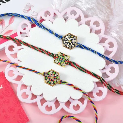 Elegant Trio Floral Rakhi Set