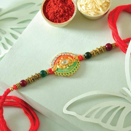 Attractive Rakhi with Free Roli Chawal and Message Card