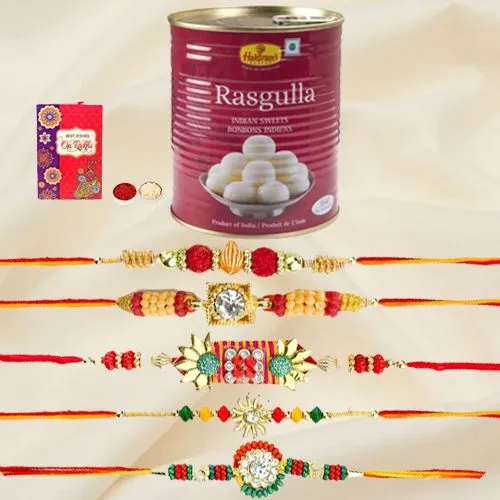 Savoury Rasgulla N Rock-on Rakhi Combo