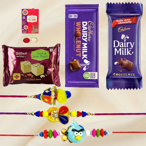 Extra Cool Family Rakhis with Soan Papdi n Choco