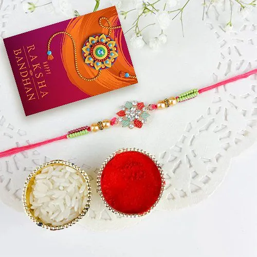 Elegant Floral Stone Studded Rakhi