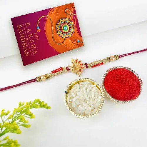 Divine Touch of Golden Peacock Rakhi