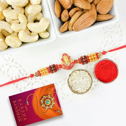 Blessings & Snack Combo: Ganesh Rakhi Set