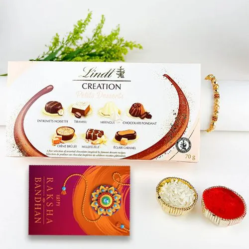 Luxurious Pearl Rakhi with Lindt Treat