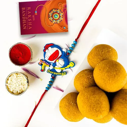 Doraemon Rakhi & Besan Ladoo