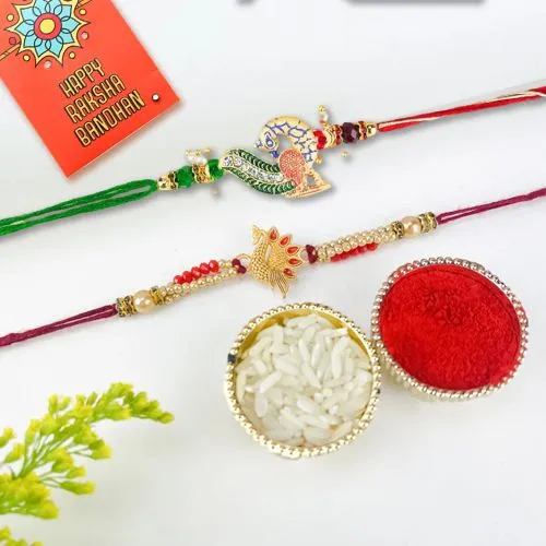 Peacock Elegance Rakhi Set