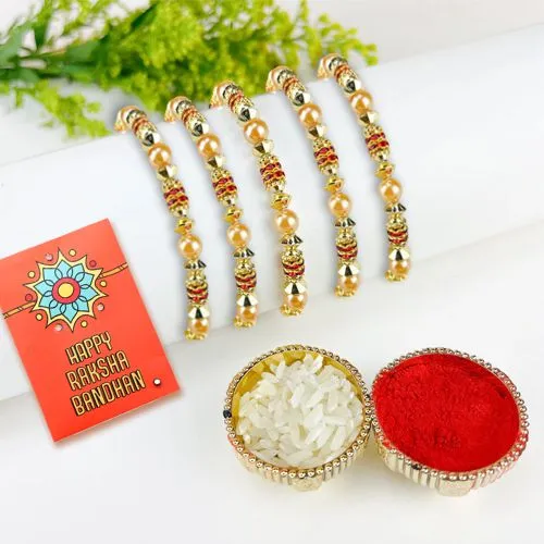 Elegant Pearl Rakhi Set