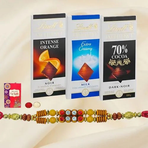 Marvelous Combo of Rakhi with Lindt Chocolate Bars