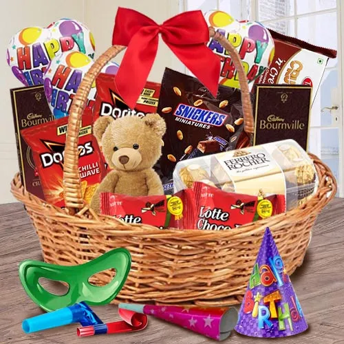 Marvellous Gift Basket of Chocolates, Teddy N Assortments