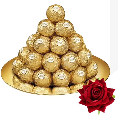 Chocolate Day Combo of Ferrero Rocher N Velvet Red Rose