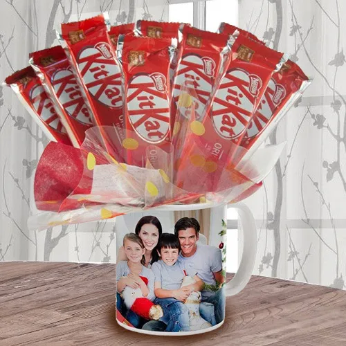 Marvelous Bouquet of Kitkat in Personalized Coffee Mug
