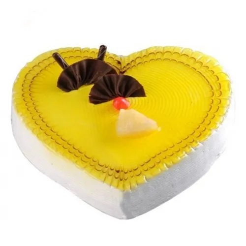 Delicious Pineapple Heart Shaped Cake
