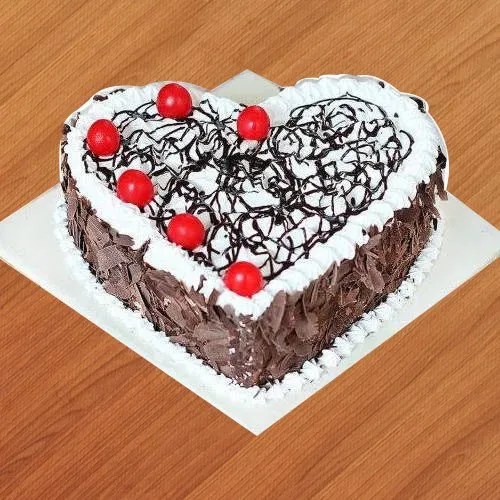 Delicious Heart Shaped Black Forest Cake