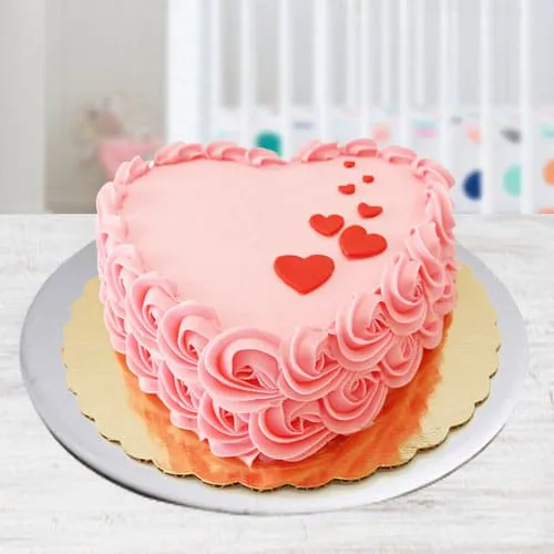 Pink Flower Heart Shape Cake - Tasty Treat Cakes