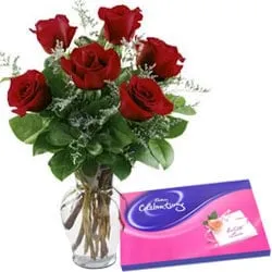 Red Roses with Cadbury Celebrations Pack