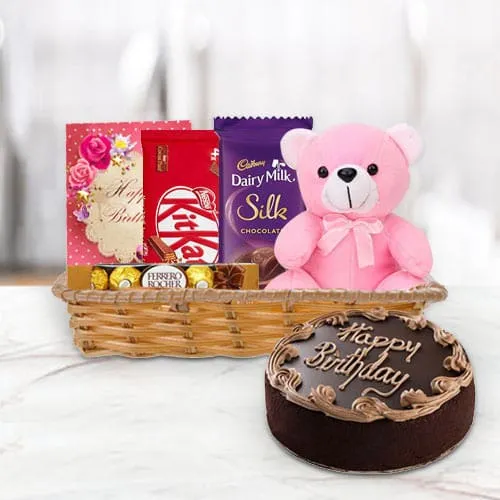 Gift Hamper of Birthday Gifts N Chocolate Cake
