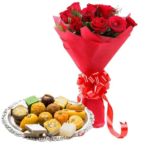 Hamper of Red Roses with Sweets