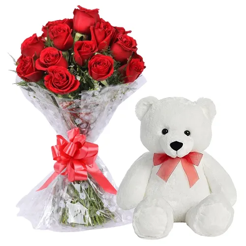 Book Online Red Roses N Teddy for Hug Day