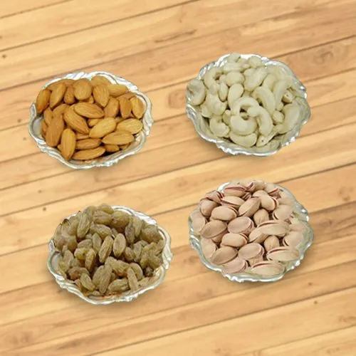 Online Mixed Dry Fruits with Silver Bowls