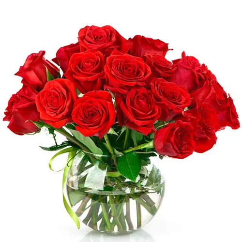 Gift of Red Roses in a Vase