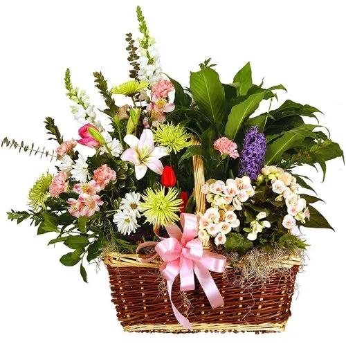 Perfect Mixed Flowers Basket Arrangement