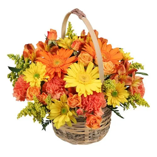 Eye Catching Mixed Flowers Basket
