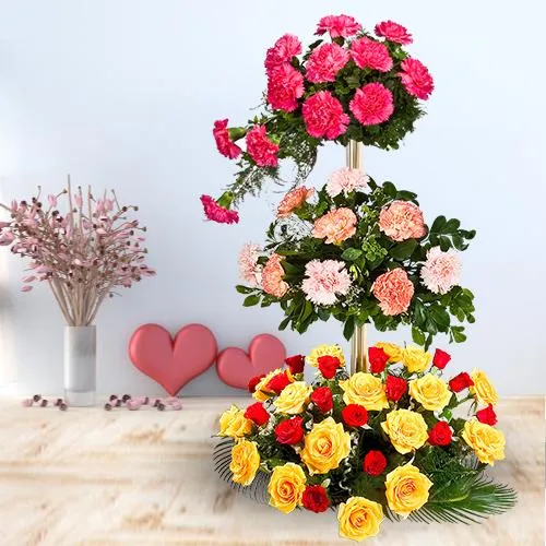 Send Assorted Flowers 3 Tier Arrangement