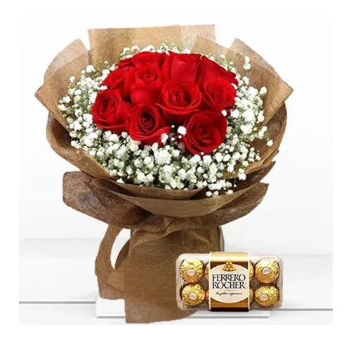 Luxurious Red Rose Bouquet with Ferrero Rocher - Perfect Gift