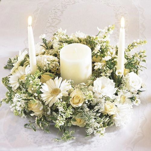 Elegant Fresh Flower & Candle Arrangement