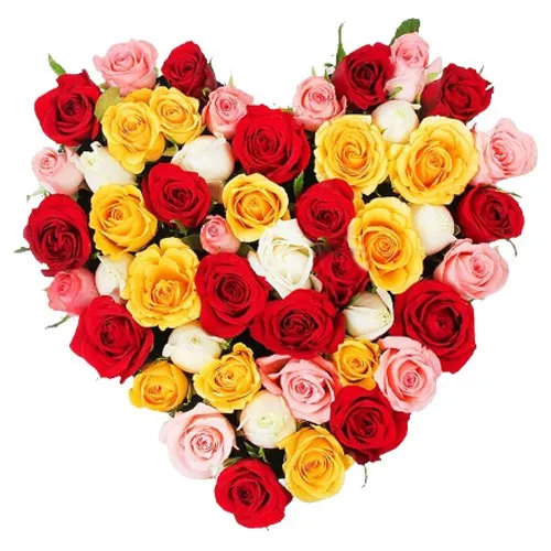 Exquisite Heart Shape Arrangement of Mixed Roses
