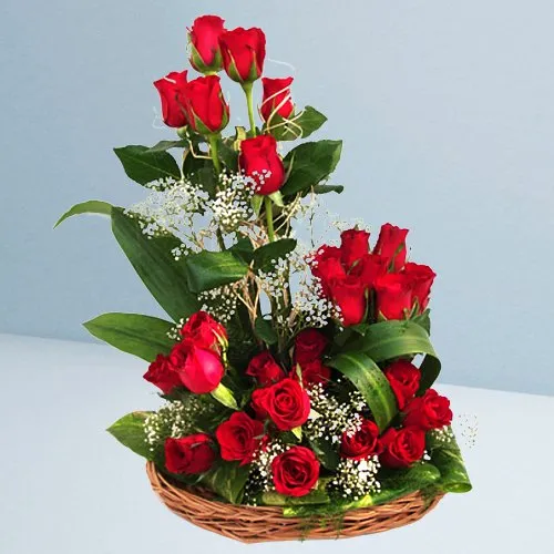 Wonderful Basket Arrangement of Dutch Roses