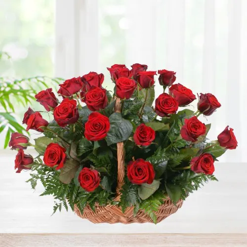 Beautiful Red Roses Basket