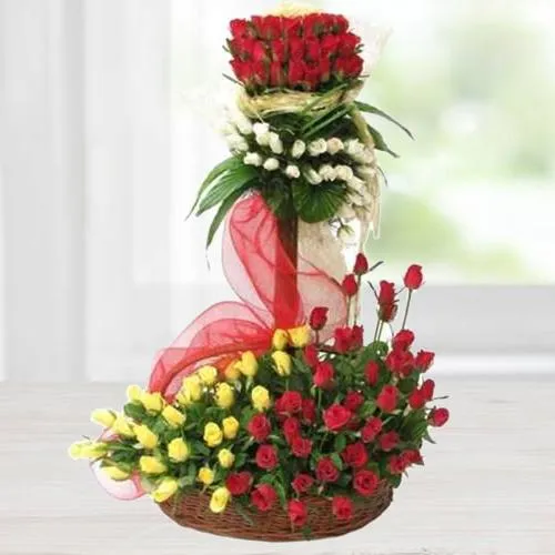 Breathtaking Beauty of Red Yellow   White Roses