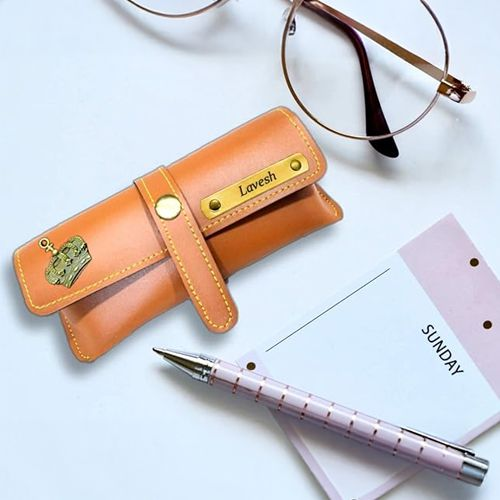 Stylish Tan Leather Glasses Case