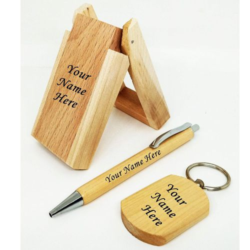 Personalized Wooden Pen Stand Gift Set