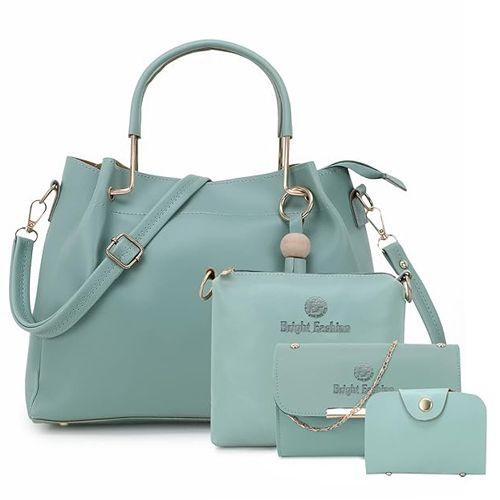 Stylish Sea Green PU Leather Handbag Combo