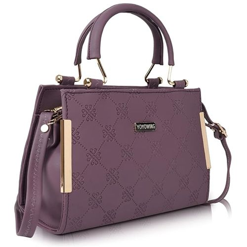 Stylish Purple PU Leather Satchel Bag