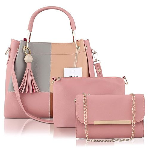 Stylish Womens Pink Shoulder Bag Set