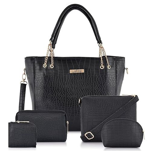 Elegant Croco Texture Handbag Set